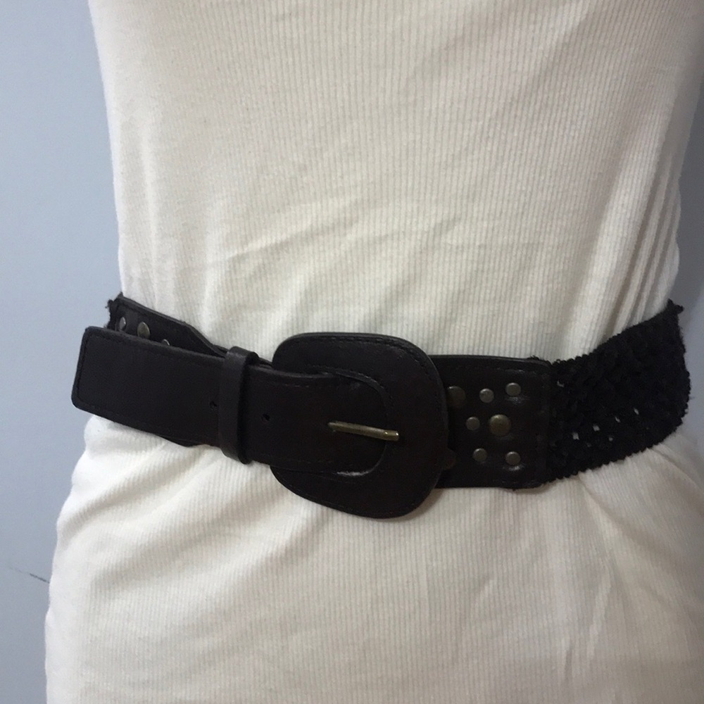 Brown Elastic Knitted Belt